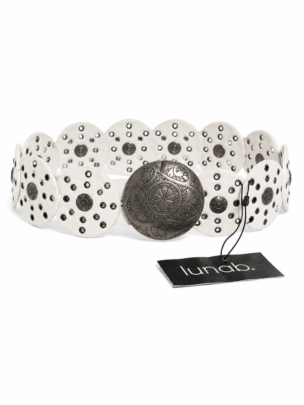 Luna B White Western Concho Belt